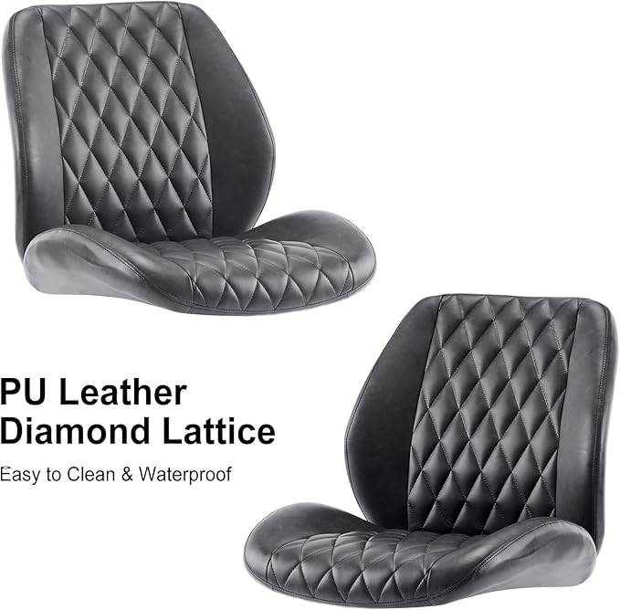 YFO Home Office Desk Chair Office Rubber Casters Ergonomic Computer Chair with Lumbar Support Adjustable Height Rolling Swivel Executive Task Armrests Chair, Black PU