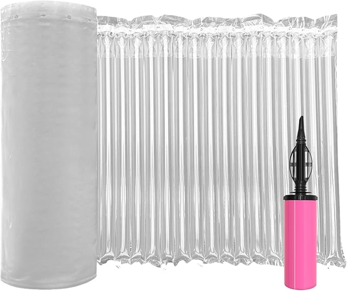 Large Bubble Cushioning Wrap for Packing 12"x164',Inflatable Air Pillows for Shipping & Moving Bottle Travel Protector Bags Heavy Duty Space Saving Box Filler Shipping Supplies with Pump, 55um