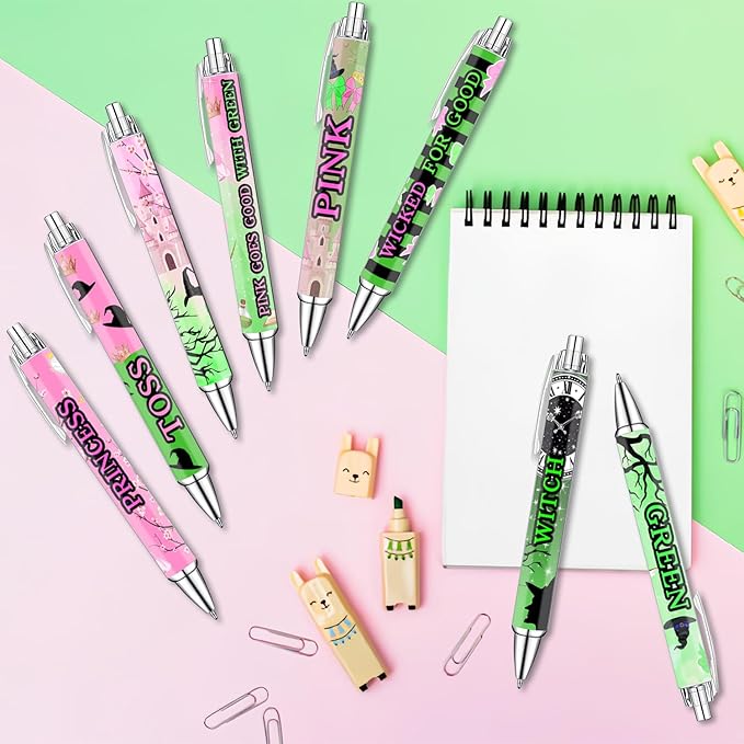 Princess and Witch Pens Set – Magical Fantasy-Themed Ballpoint Pens for Girls, Students, and Stationery Lovers – Smooth Writing Pens for School, Journaling, or Gifts – Enchanting Design, 8 Pack