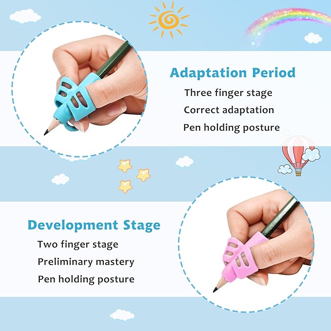 20 Pcs Pencil Grips for Kids Handwriting Pencil Holders Grippers for Kids, Writing Posture Correction Tools for Toddlers, Special Needs Silicone Pencil Supplies for Kindergarten Preschoolers(Mixcolor)