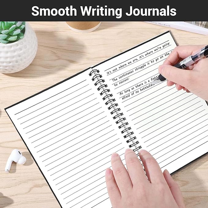 GINMLYDA 4Pack Small Spiral Notebook A5, 8.25x5.5β 120 Lined Pages Wide Ruled Spiral Journal Bulk Blank Kraft Cover Spiral Bound Notebook & Writing Pads for Home Office Meeting Work Note Taking