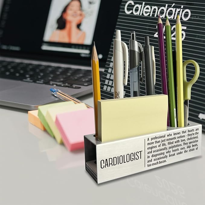 Cardiologist Definition Gifts for Women, Men, Cardiologist Office Supplies Desk Decor Stainless Steel Pen Pencil Holders WCC45