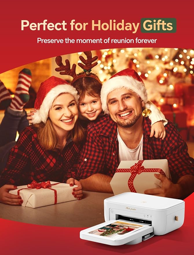 HPRT Photo Printer 4x6,+108Sheets&2ribbon,Instant Picture Printer for iPhone, Android, Smartphone,Portable Photo Printers for Home Use,Thermal Dye-Sublimation, AR Video Printing(White)