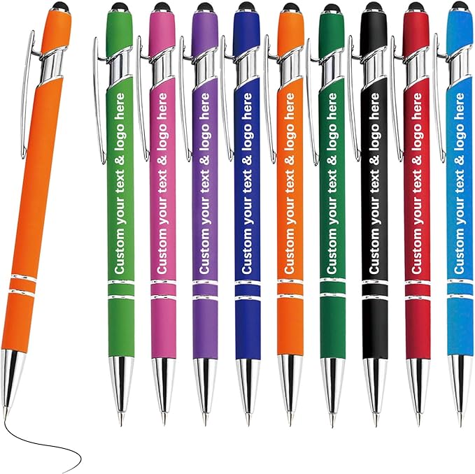 Personalized Ballpoint Pens Bulk with Stylus, Custom Pen Engraving Name Logo Text, Gifts for Business School Christmas Birthday Office Graduation