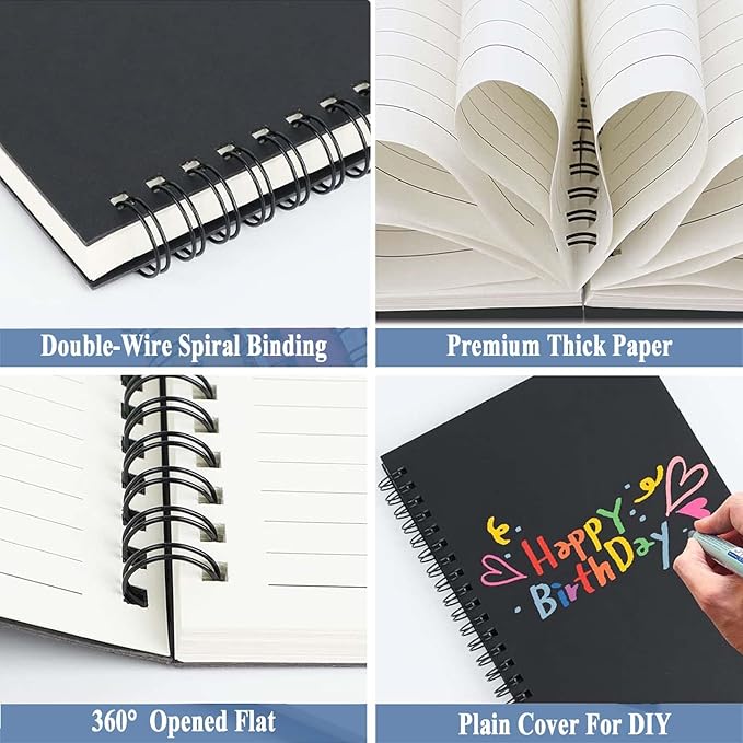 GINMLYDA 4Pack Small Spiral Notebook A5, 8.25x5.5β 120 Lined Pages Wide Ruled Spiral Journal Bulk Blank Kraft Cover Spiral Bound Notebook & Writing Pads for Home Office Meeting Work Note Taking