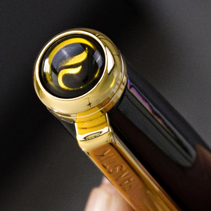Black & Gold Luxury fountain pen (Made In USA) fancy gift set for women, Real 24K Gold Plating, Professional executive pen gift set for men (Lux fountain Black-Gold)