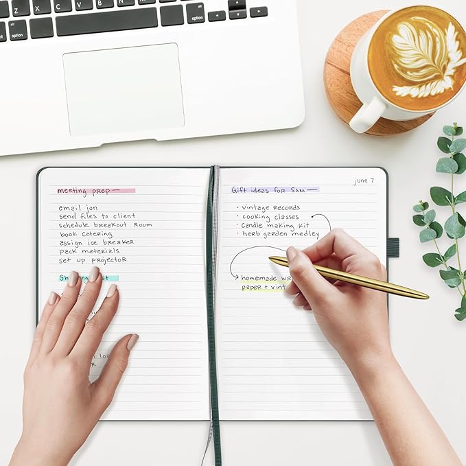 &And Per Se Lined Journal Notebook (5 Packs), 160 Pages, A5 5.7 x 8 inches College Ruled Thick Paper Notebook Journals for Writing, Hardcover Notebooks for Women Men Office School (Green)