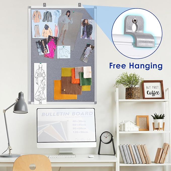 Felt Bulletin Board 24x18inches Photo Picture Display Board Wall Hanging Notice Board with Push Pins