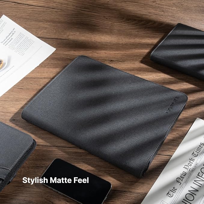 CARDSILK, Leather Zipper Portfolio Binder with Wired Charging, Clipboard – Business Organizer Padfolio folder with Built-in Power Bank, Tablet Slot, Zip Up Binder & portfolio clipboard for Women/Men