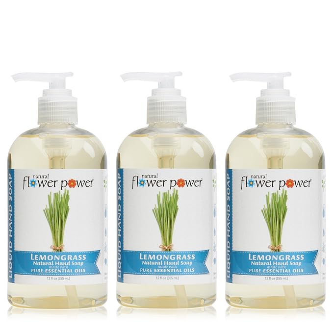 Liquid Hand Soap – Plant-Derived and Bio-Based Formula – Sulfate-Free, pH-Balanced, Vegan 3 Pack – Lemongrass – 3 x 12 oz