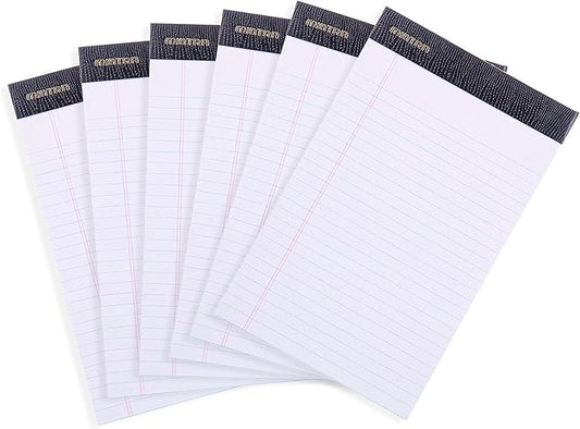 Mintra Office Legal Pads - ((PREMIUM WHITE 6pk, 5in x 8in, NARROW RULED))