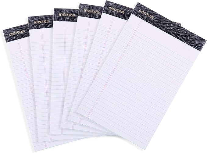 Mintra Office Legal Pads, ((xPremium, 5in x 8in, Narrow (White), 36pk (6-6pks))