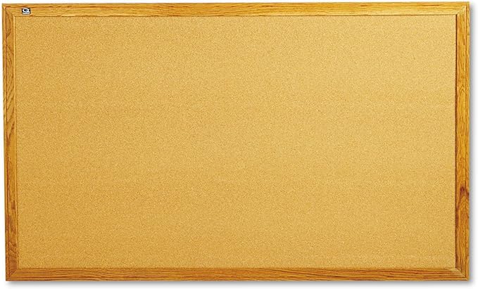 Quartet Cork Board, Bulletin Board, 5' x 3' Corkboard, Oak Finish Frame (305)
