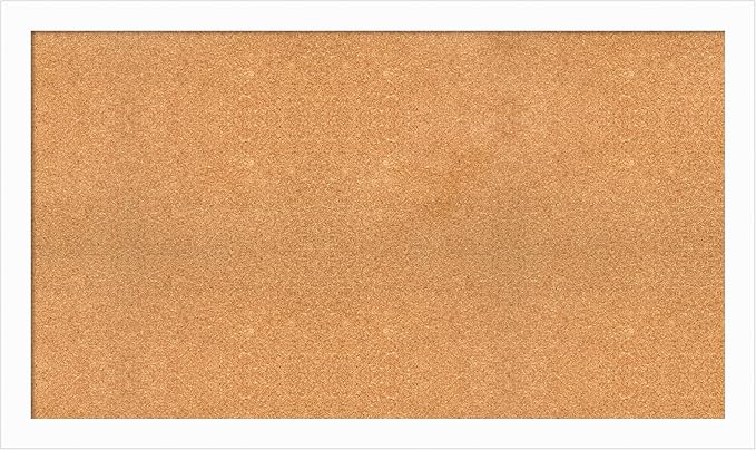Amanti Art Natural Cork Board for Wall, 29x49 Vision Board with White Frame, Oversize Corkboard Office Decor for Home Organization, Casual Corkboard Pinboard to Display Items for Home Organization in