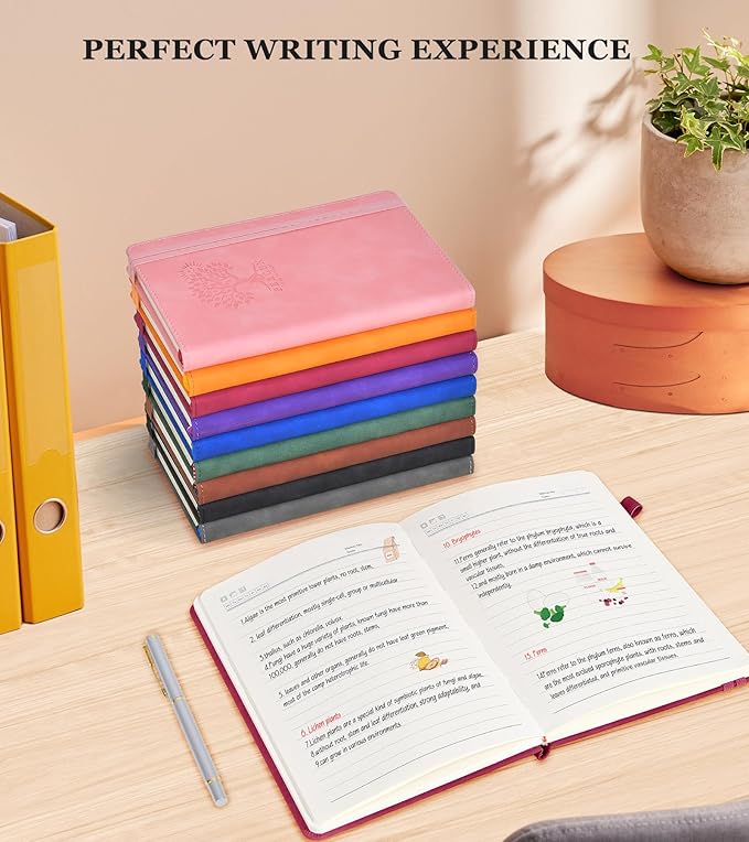 Lined Journal Notebook for Men & Women,200 Pages A5 Hardcover Leather Notebook (5.9"x8.5"), Travel Journal for Work, School, Business Writing, Note Taking, Notepad Diary (Burgundy)