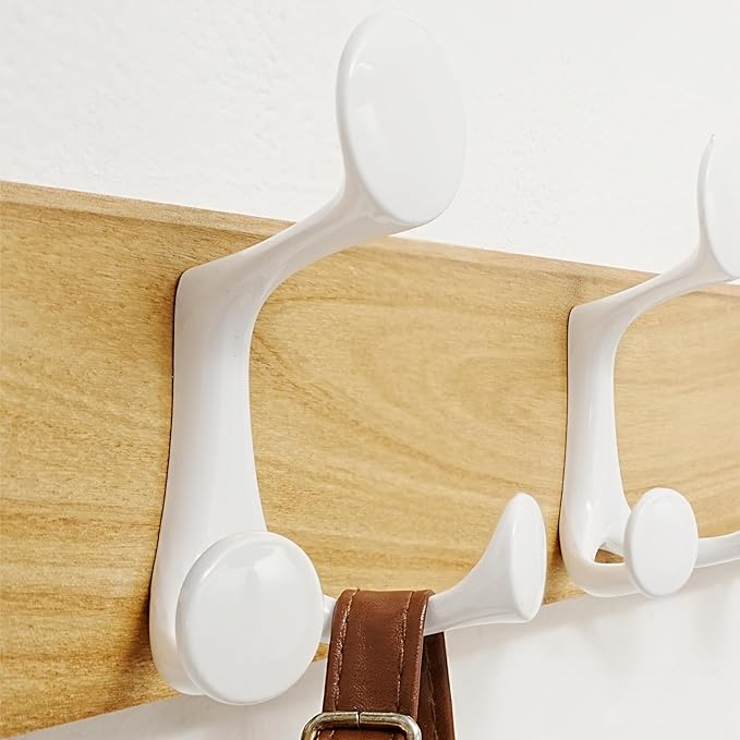 SKOLOO 24-Inch Natural Wood Coat Rack Wall Mount with 5 Triple Hooks - Ideal for Family Entrances, Classrooms, and Pet Supplies Storage - Perfect Coat Hooks for Wall