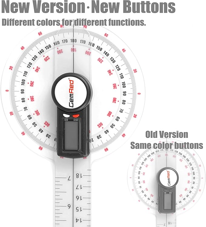 GemRed 12" Digital Goniometer for Joint Range of Motion ROM Measurement(GR311 New Version)
