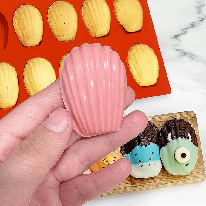 Madeleine Pans for Baking, Non-stick Silicone Madeleine Cookies Trays for Baking, 3Pcs Shell Shape Madeleine Mold Cake Pans (Mini(12-Cavity))