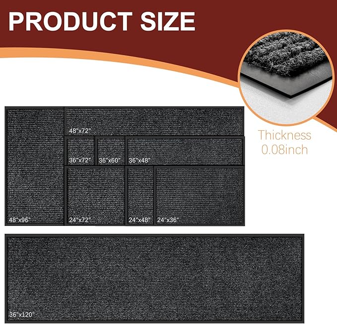Vicwe Indoor Outdoor Door Mat, 2'x6' Heavy Duty Front Door Mat, Non-Slip Washable Doormats Entrance Mats, Dirt Resistant and Absorbent Doormat, Commercial Outdoor Entrance Floor Mat for Home Office