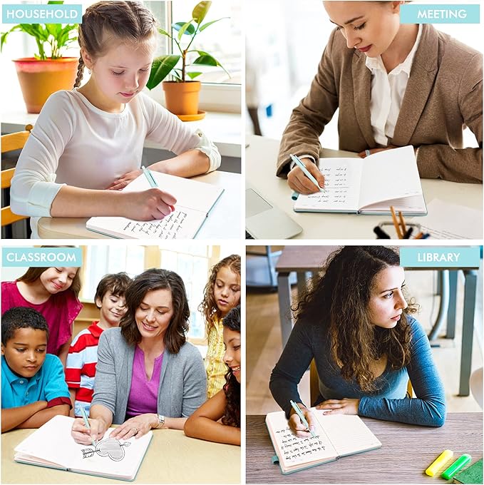 feela 24 Pack Journal Notebook Bulk for Work, Business Notebook Hardcover Lined Writing Journal with Pen Holder for Students Women Note Taking, with 24 Black Pens, 120 GSM, 5.1”x8.3”, A5, Sky Blue