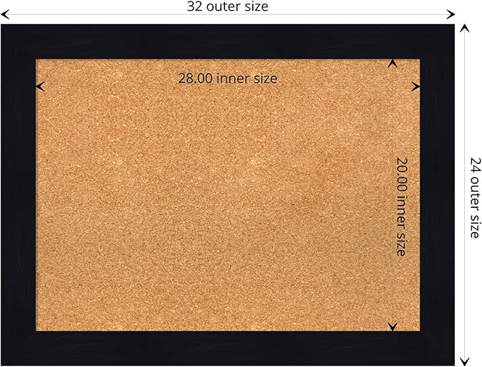 Amanti Art Natural Cork Board for Wall, 24x32 Vision Board with Blue Wood Frame, Medium Corkboard Office Decor for Home Organization, Rustic Farmhouse Corkboard Pinboard to display items for home