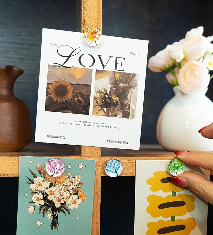 24Pcs Plants Push Pins Decorative Thumb Tacks Cute Office Decor for Cork Board Bulletin Board, Desk Accessories Aesthetic,Classroom,Home Decor(Tree)