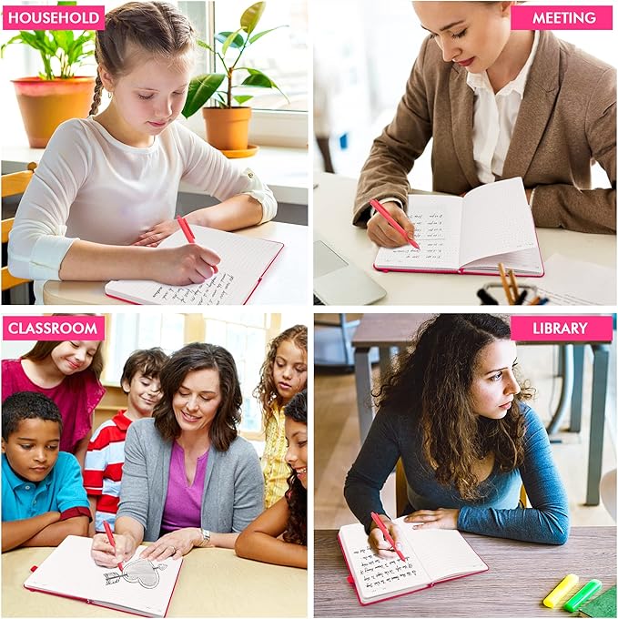 feela 3 Pack Notebooks Journals Bulk, Hardcover Notebook Classic Ruled Lined Journals with Pen Holder for Women Girls School Business Supplies, with 3 Black Pens, 120 GSM, 5.1”x8.3”, A5, Berry