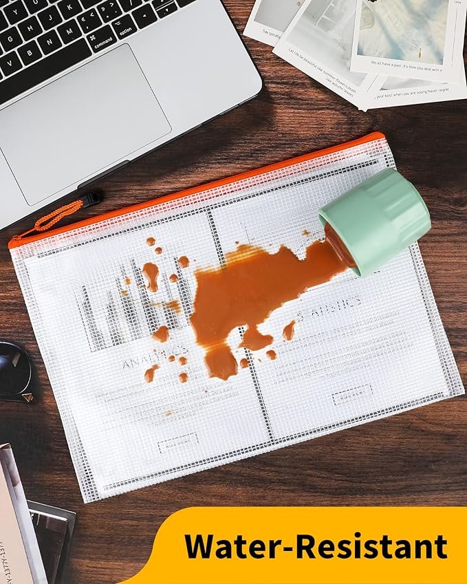 Smarpau 20pcs Mesh Zipper Pouch, 8 Sizes Plastic Zipper Pouches for Organizing, 8 Colors Waterproof Plastic Document Bags for Board Game Storage, Travel, Office Supplies