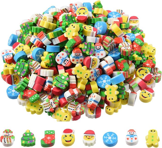 320pcs Mini Christmas Erasers for Kids Bulk, Cute Small Erasers for Christmas Party Favors Goodie Bags Stuffers Stocking Stuffers Holiday Gifts Classroom Rewards