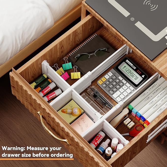 REBECAT 12 Pack Drawer Dividers for Clothes Adjustable Drawer Dividers 4" High Expandable from 11"-17" for Dresser Baby Clothes Bathroom Bedroom Kitchen and Office Storage,White
