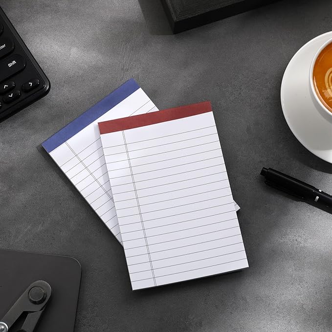 Colarr 24 Pack Legal Pads 4 x 6 Inches Lined Notepads 50 Sheets Wide Ruled Writing Pads for School College Office Business
