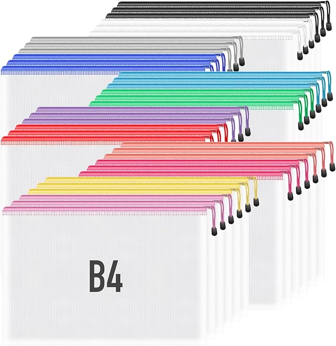 Umriox Mesh Zipper Pouch, 14.9x11.0 in (12 Colors, 36 Packs), Zipper Bags, Board Game Storage Bags, Clear Zipper Pouches for Puzzles, Games, Cross Stitch Projects and Classroom Supplies