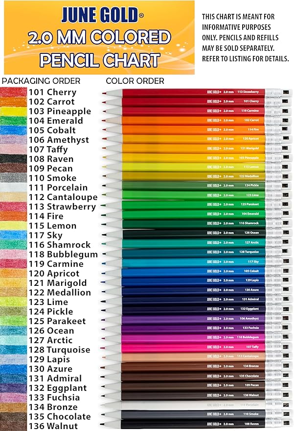 June Gold 36 Purple (Amethyst #106) Colored 2.0 mm Lead Refills, Bold Thickness for Heavy Use, Break Resistant with a Convenient Dispenser