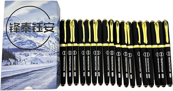 Fengtaiyuan 038P18Pro, Gel Ink Rollerball Pens, Black Ink, Ultra FIne 0.38mm, Writting Pens, Smooth, 18 Pack (Black-0.38mm)