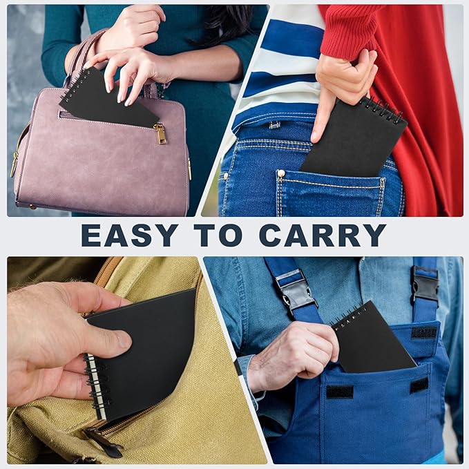 Tenceur 54 Pcs Pocket Notebook Bulk Small 3x5 Inch Spiral Notepads Mini Top Bound Notebook with Lined 120 Pages Ruled Memo Pads for Office College Nurse Essentials Back to School Gift(Black)