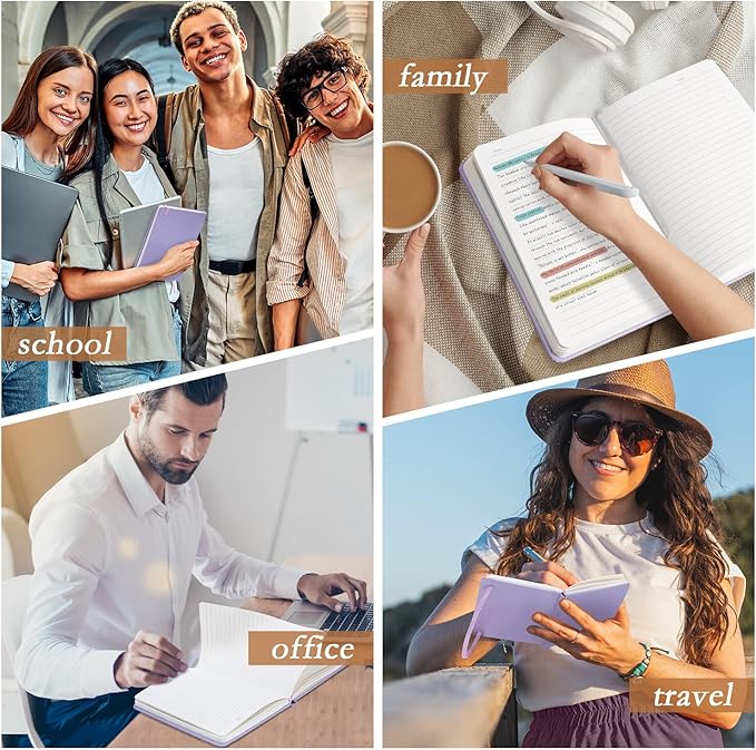 deli A5 Lined Journal Notebook, 160 Pages Hardcover Writing Notebook, 5.5"x8.2" College Ruled Notebook for Office, School, Work Notes (Purple)