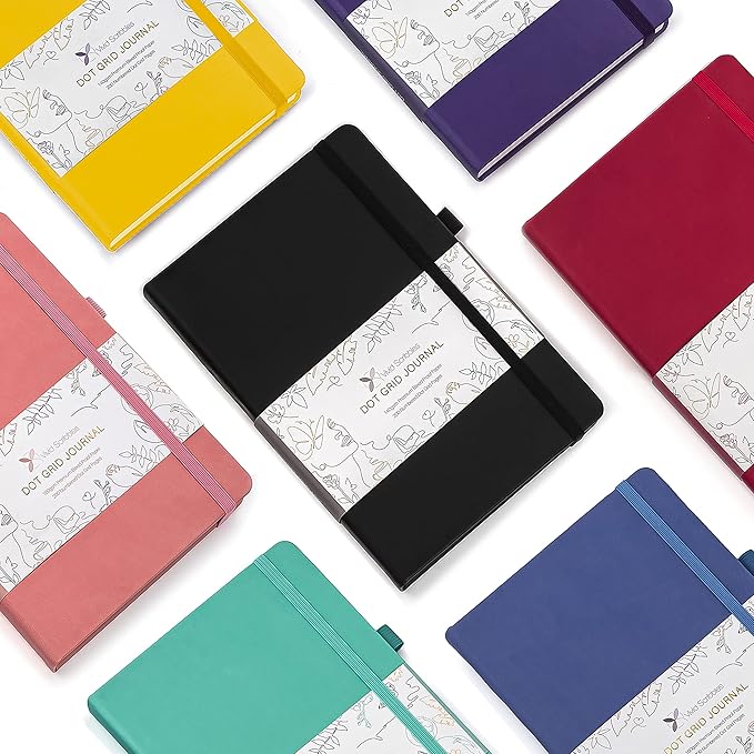 Dotted Journal – 140gsm Bleed Proof Thick White Paper – 200 Numbered Dot Grid Pages – 5.8 x 8.3 inch Bullet Dotted Notebook