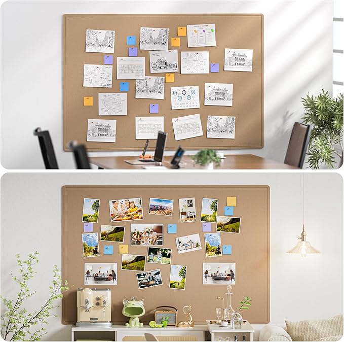 MaxGear Extra Large Bulletin Board 72" x 48", Foldable Felt Board Vision Board Supplies, Cork Board for Office, Home, School, Small Pin Boards for Walls Decorative Display Board Beige Brown