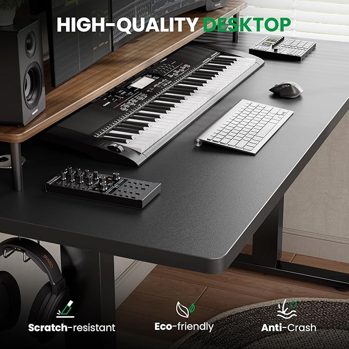 SIAGO Electric Standing Desk Adjustable - 63 x 24 Inch Sit Stand up Desk with Cable Management - 3 Memory Preset Adjustable Height Table