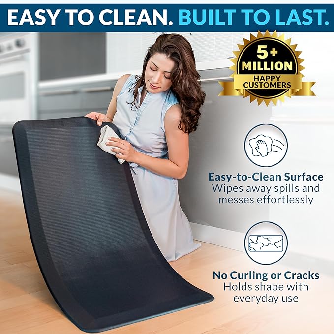 ComfiLife Anti Fatigue Floor Mat – 3/4 Inch Thick Kitchen Mats for Floor, Standing Desk Mat, Kitchen Rug – Comfort at Home, Office – Durable – Stain Resistant – Non-Slip Bottom (20" x 39", Black)