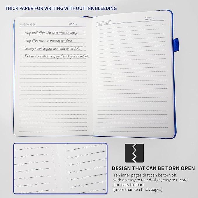 KaiRuiYing Lined Journal Notebook with Pen Holder, 160 Pages, 5.5'' × 8.6'' Medium Size A5-100 GSM Thick Paper, for Writing, Work, Office, Leather Hardcover