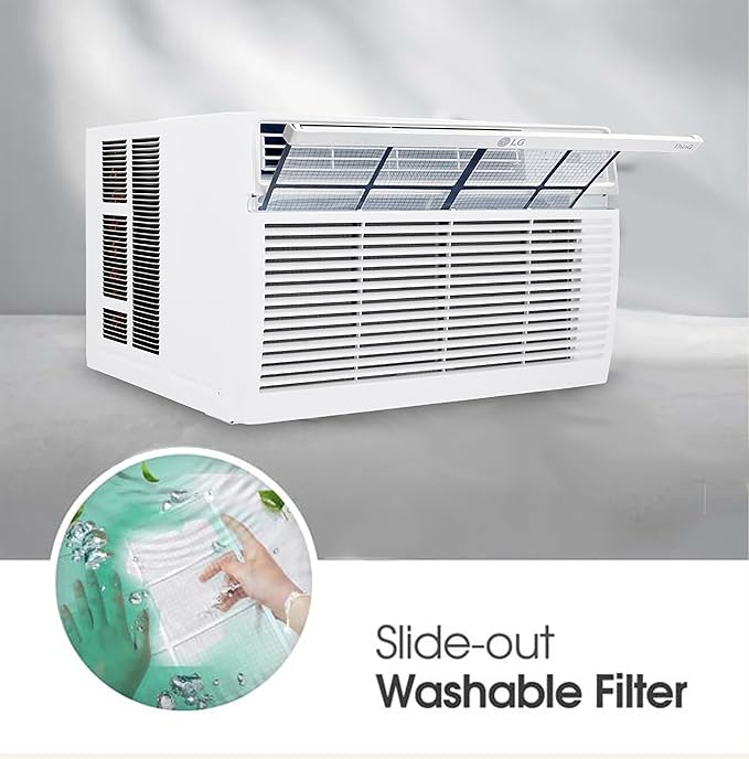 LG 12,000 BTU Smart Window Air Conditioner, 115V, AC Window Unit for Rooms up to 550 Sq. Ft., Perfect for Kitchen or Living Room, Phone & Voice Control, Works with LG ThinQ, Amazon Alexa, Hey Google