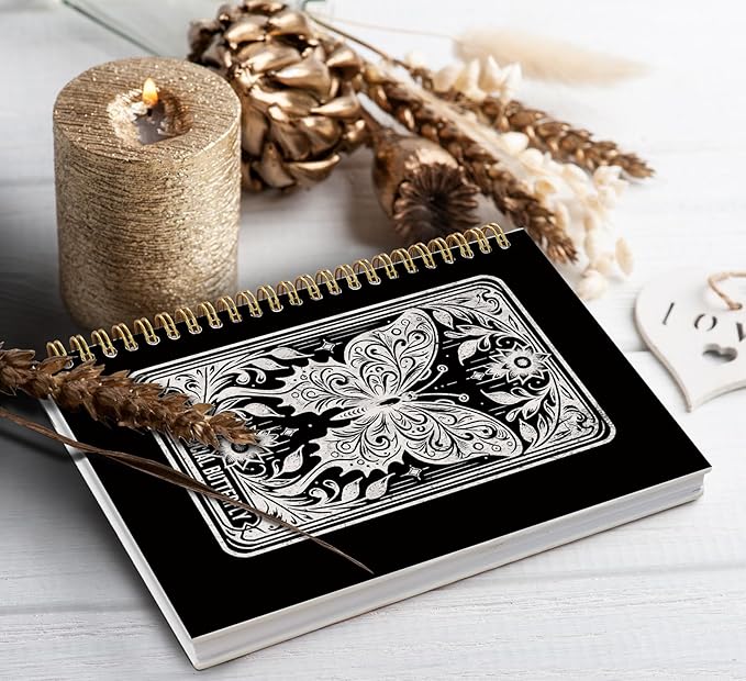Tarot Gothic Witchy Journal Spiral Notebook,Black Butterfly Celestial Journals for School Office Supplies Teacher,Witchy Gifts Hardcover Spiral Notebook for Teen Girls Women