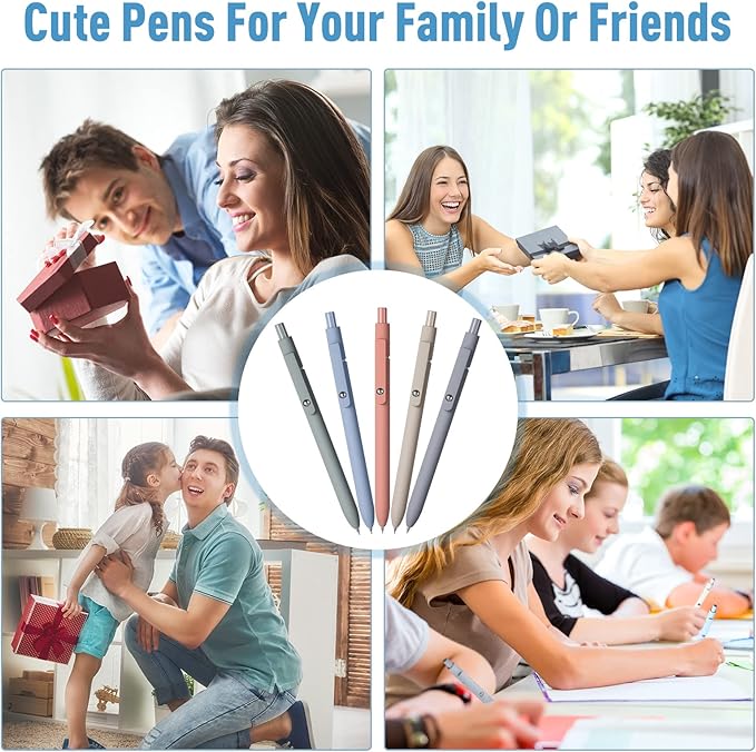 Thenshop Gel Ink Pen Retractable Ballpoint Pens with 0.5 mm Black Click Refill Smooth Writing Cute Quick Dry Fine Point Piloting Aesthetic(20 Pcs,Morandi Color)