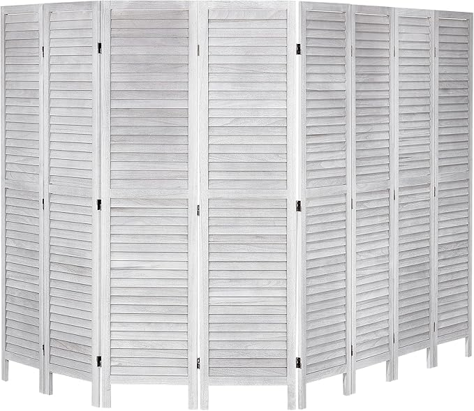 VEVOR Wood Room Divider, 8 Panel Wood Folding Privacy Screen, 66.9 Inches Tall Indoor Louvered Wooden Partition, Portable Decoration Screen, for Room Separation, Home, Office, Restaurant & Bedroom