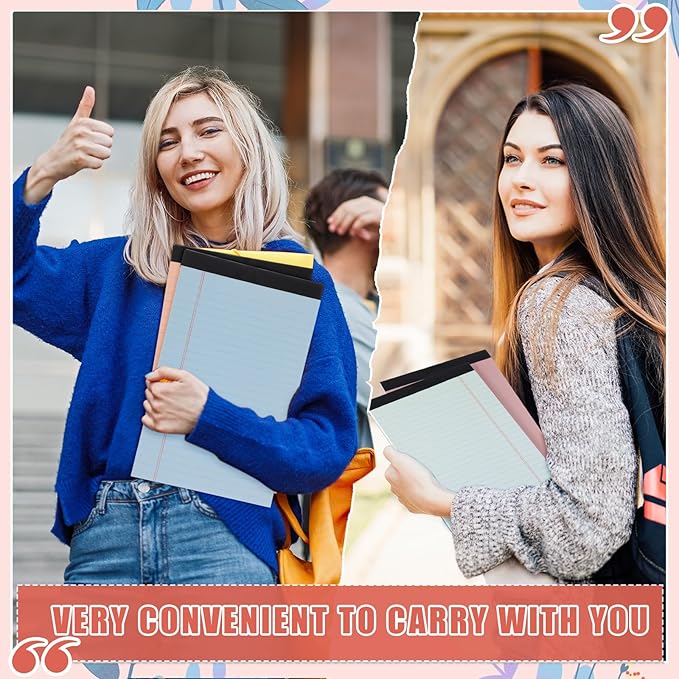 Lincia 24 Pcs 12 Pcs 5" x 8" Small Legal Pads Colored Lined Note Pads Narrow Ruled Writing Notepads 50 Sheets Per Micro Paper Notebook Lined and Perforated for College Office Supplies (Earthy Colors)