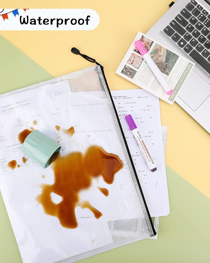 Umriox 5PCS A3 Zipper Bags, Extra Thick Mesh Zipper Pouch, Large Storage Bags, Zipper Pouches for Office Supplies, Puzzles Organizing Storage