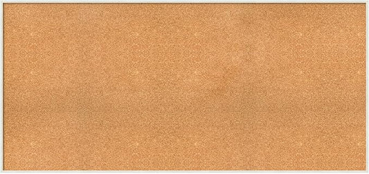 Amanti Art Natural Cork Board for Wall, 29x61 Vision Board with White Frame, Oversize Corkboard Office Decor for Home Organization, Modern Corkboard Pinboard to Display Items for Home Organization in