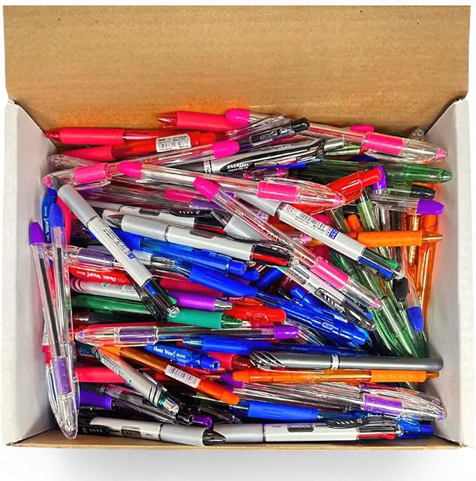 Bulk Mixed Lot 150 Pack Pens - Black, Blue, And Red Ink Variety, Includes Ballpoint, Gel, Rollerball, Retractable, & Click Pens, Smooth Writing Bulk Value Pack For Office, School, And Business