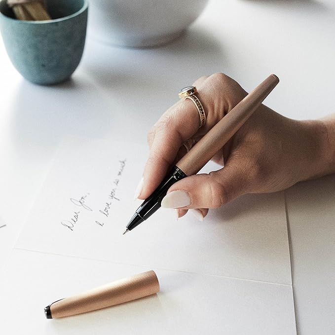 Cross ATX Refillable Ballpoint Pen Presented in a Luxury Gift Box - Medium Point, Black Ink, Sandblasted Chrome